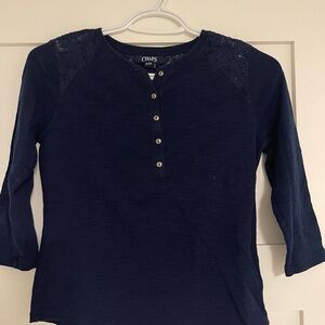 Chaps Navy Cotton Top